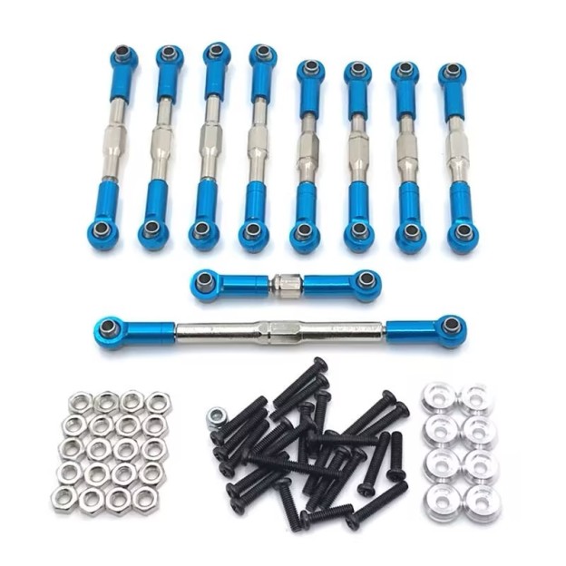 Full Adjustable Metal Linkage Kit for 1/16 RC Crawler, Upgrade Steering & Servo Tie Rods Compatible with WPL, Henglong, FY, JJRC RC Off-road Cars, Multiple Colors Avail LG9able
