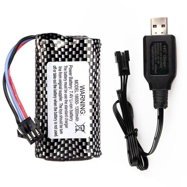 7.4V 18650 Lithium Battery Pack with SM3P Connector, 3000mAh High Capacity Upgrade Battery for MN MN82 MN78 RC Crawler Car, Power Replacement for Bubble Machine & Other Toys  DC4