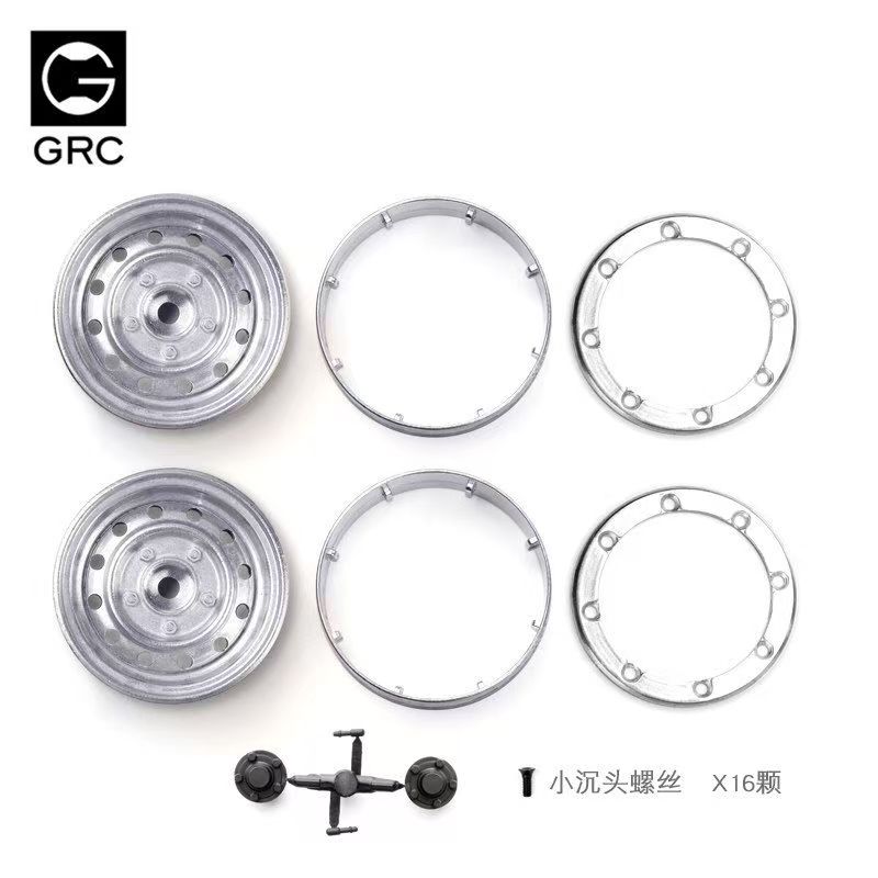GRC 1.9" Metal Beadlock Wheels Gen3, Classic Retro Style for 1/10 RC Crawlers TRX4/SCX10/RC4WD  L01