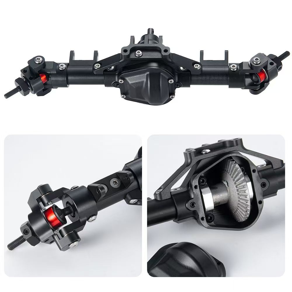 1/10 RC Crawler Metal Front/Middle/Rear Axle Set, 6x6 Conversion Upgrade for SCX10  Q8