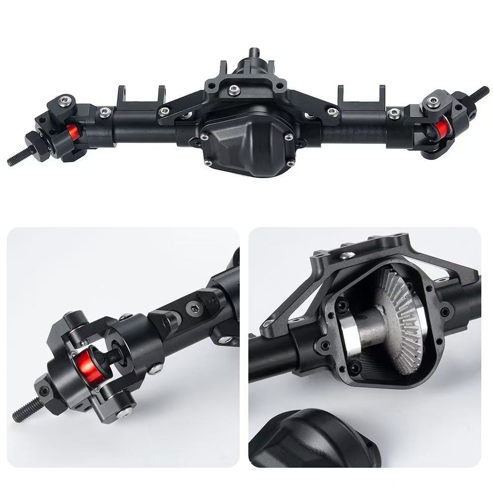 1/10 RC Crawler Metal Front/Middle/Rear Axle Set, 6x6 Conversion Upgrade for SCX10  Q8