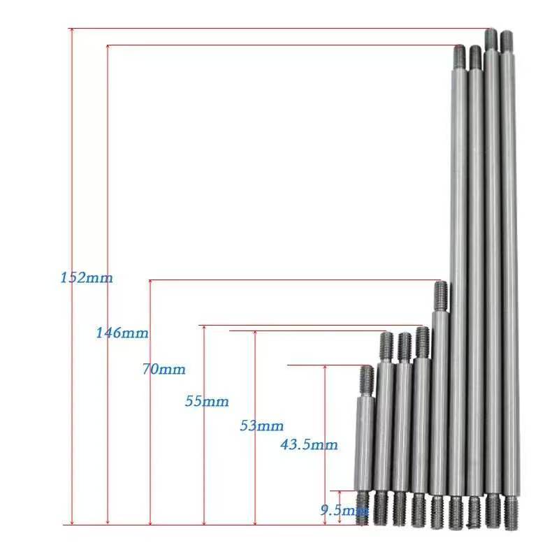 Stainless Steel Linkage Rod Upgrade Kit for 1/10 RC Crawlers, Fits Axial SCX10 II/III, TRX4, Capra 1.9 UTB  LG07