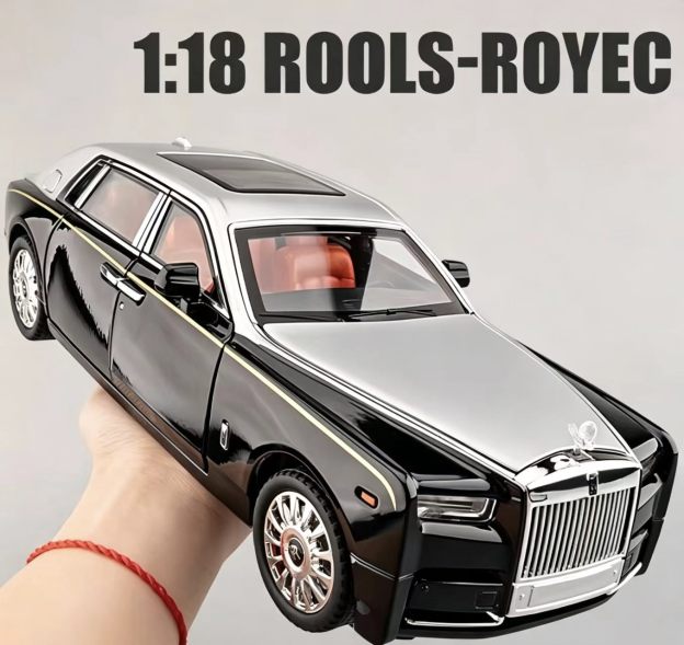 1:18 Rolls-Royce Phantom Alloy Car Model, Light & Sound, Pull-Back, Openable Doors, Collectible Display, Boys' Gift  ZM2