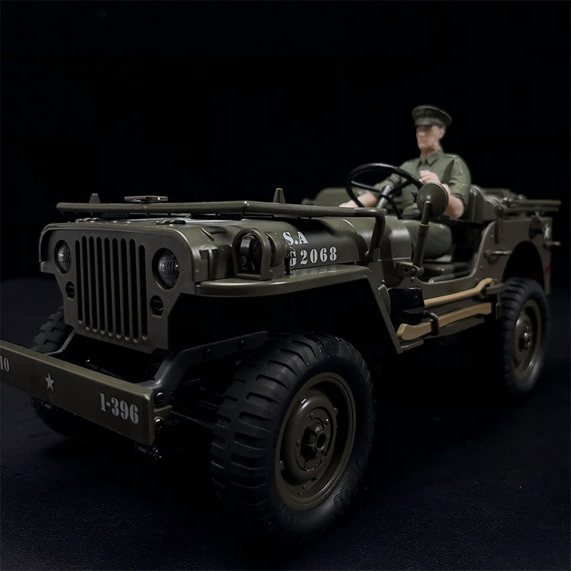 1/12 WWII Willys Military Jeep RC Modified Model Figure‑Follow‑Up Version