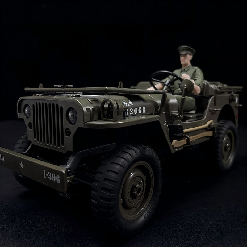 1/12 WWII Willys Military Jeep RC Modified Model Figure‑Follow‑Up Version
