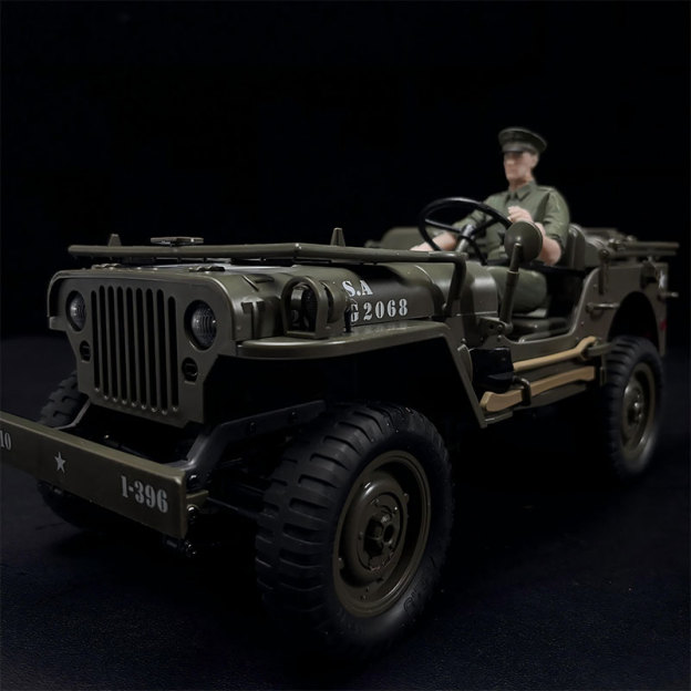 1/12 WWII Willys Military Jeep RC Modified Model Figure‑Follow‑Up Version