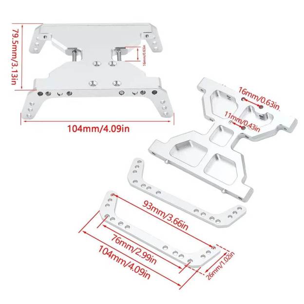  Metal Transmission Mount Skid Plate for 1/10 RC Crawler Axial Capra 1.9 UTB (Fits SCX10 Gearbox)  DB02