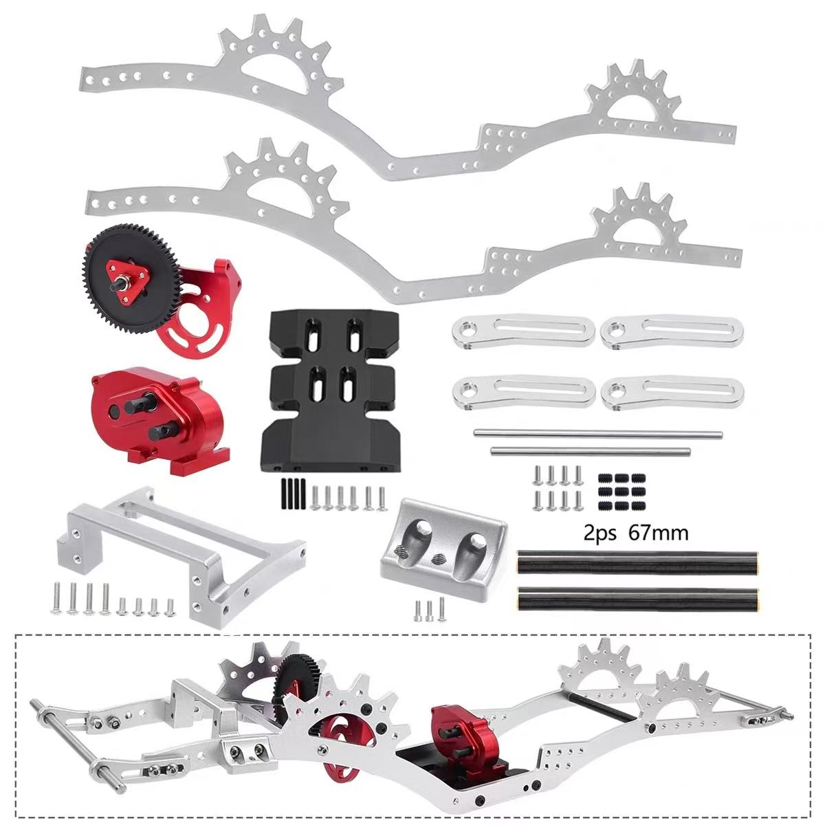 LCG Metal Chassis with Front Transmission for 1/10 RC Crawler, Compatible with SCX10 Pro / Capra  DB17