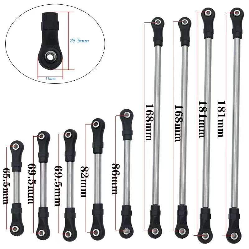 Stainless Steel Linkage Rod Upgrade Kit for 1/10 RC Crawlers, Fits Axial SCX10 II/III, TRX4, Capra 1.9 UTB  LG07