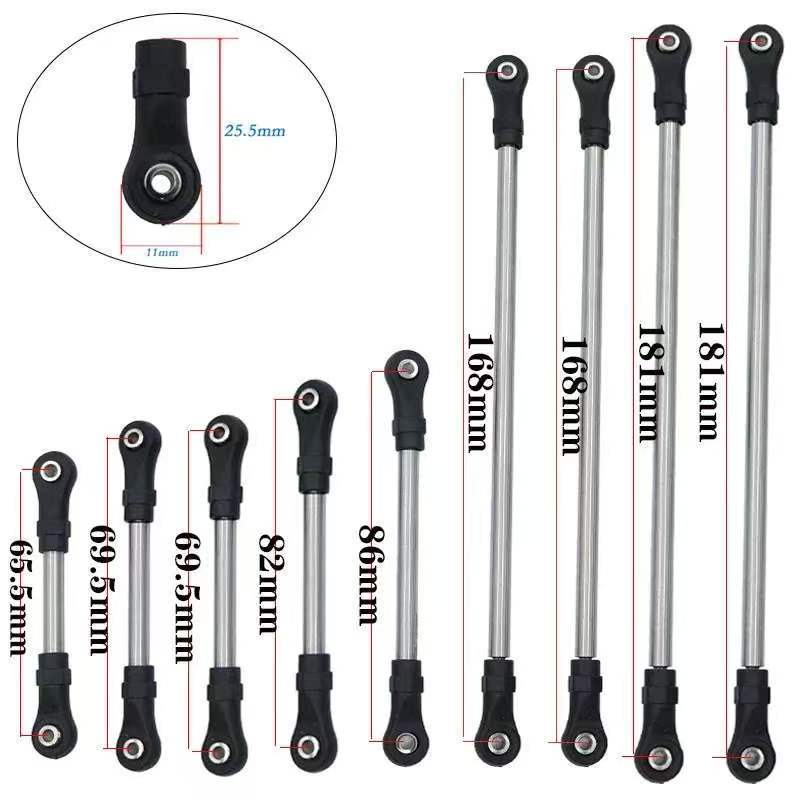 Stainless Steel Linkage Rod Upgrade Kit for 1/10 RC Crawlers, Fits Axial SCX10 II/III, TRX4, Capra 1.9 UTB  LG07