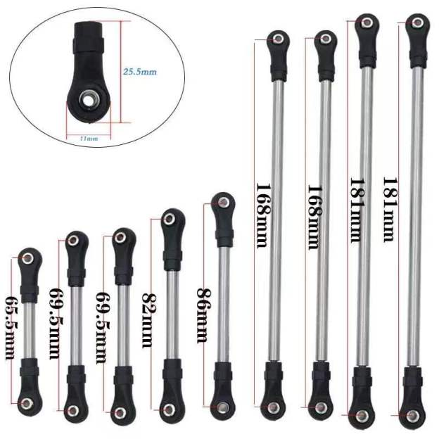 Stainless Steel Linkage Rod Upgrade Kit for 1/10 RC Crawlers, Fits Axial SCX10 II/III, TRX4, Capra 1.9 UTB  LG07