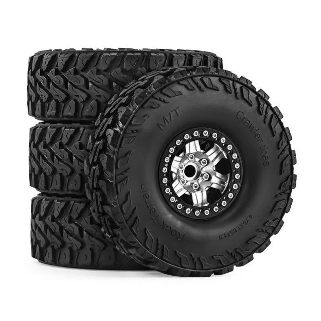 Gorilla RC 1.9" Beadlock Wheels & Tires Set for 1/10 RC Crawlers - Compatible with SCX10 III, TRX4, 90046, D90 (D388)  LT2