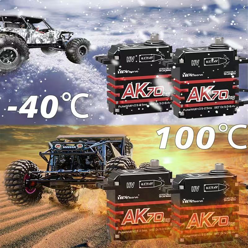 Yipinservo AK70KG Brushless Digital Servo - 70kg High Torque, Programmable, Full Metal IP67 Waterproof for RC Cars & Robots  DJ3