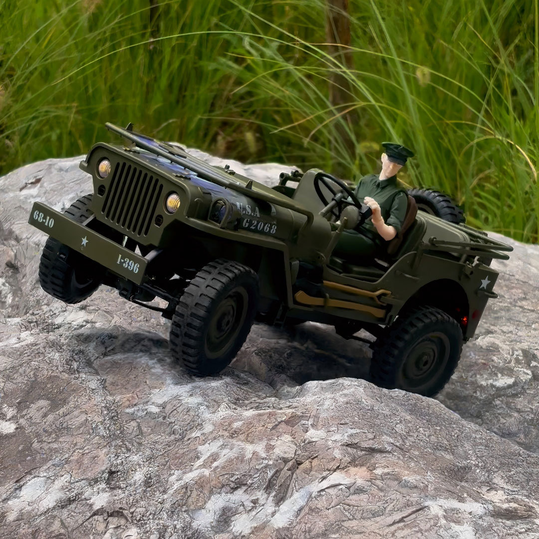 1:10 Willys Military Jeep RC Modified‑Model · Figure Motion‑Linked Version