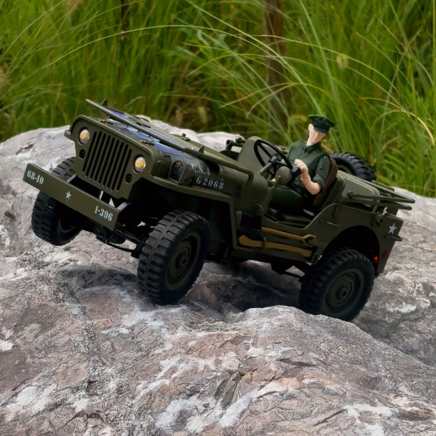 1:10 Willys Military Jeep RC Modified‑Model · Figure Motion‑Linked Version