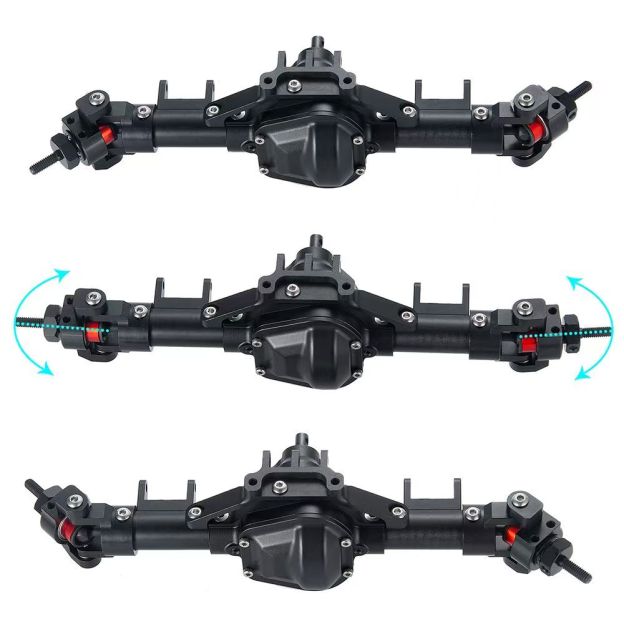 1/10 RC Crawler Metal Front/Middle/Rear Axle Set, 6x6 Conversion Upgrade for SCX10  Q8