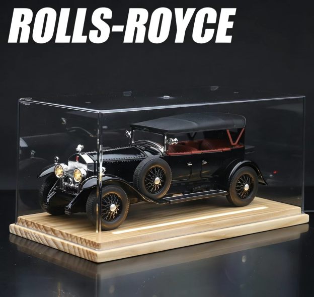1:24 Rolls-Royce Phantom I Vintage Alloy Car Model, Light & Sound, Pull-Back, Collectible Display with Dust Cover, Birthday Gift   ZM5