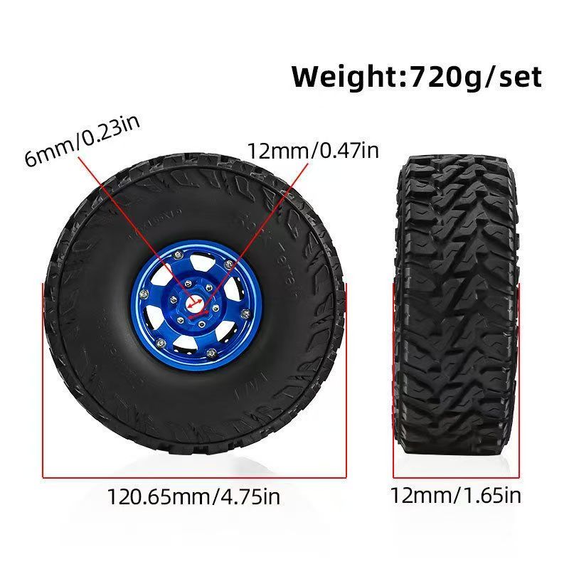 Gorilla RC 1.9" Beadlock Wheels & Tires Set for 1/10 RC Crawlers - Compatible with SCX10 III, TRX4, 90046, D90 (D388)  LT2