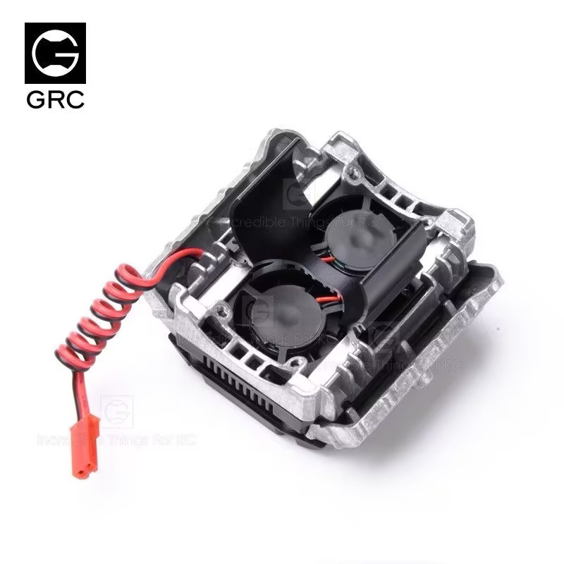 GRC F11-G2 Gen2 V8 Simulated Engine Dual Fan Cooling Radiator GAX0097A/B, 1/10 RC Crawler F11 Motor Engine Bay Decor & Heat Dissipation 2-in-1 Assembly XQJ-024
