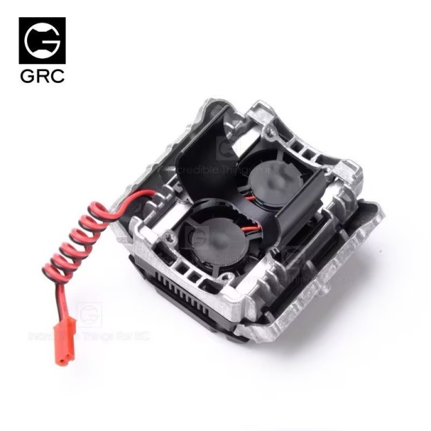 GRC F11-G2 Gen2 V8 Simulated Engine Dual Fan Cooling Radiator GAX0097A/B, 1/10 RC Crawler F11 Motor Engine Bay Decor & Heat Dissipation 2-in-1 Assembly XQJ-024