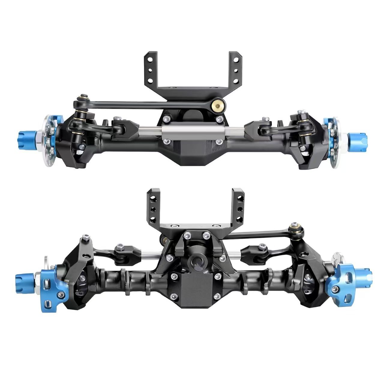+9mm Aluminum Front & Rear Straight Axle Set with Hydraulic Links for 1/24 RC Crawler SCX24 90081 C10 JEEP  Q6