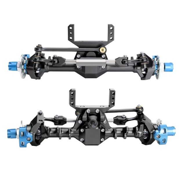 +9mm Aluminum Front & Rear Straight Axle Set with Hydraulic Links for 1/24 RC Crawler SCX24 90081 C10 JEEP  Q6