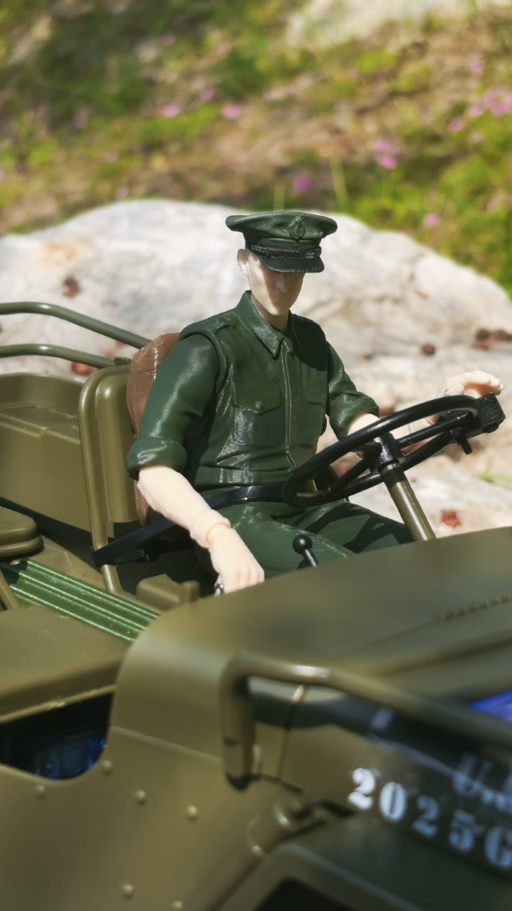 1:10 Willys Military Jeep RC Modified‑Model · Figure Motion‑Linked Version
