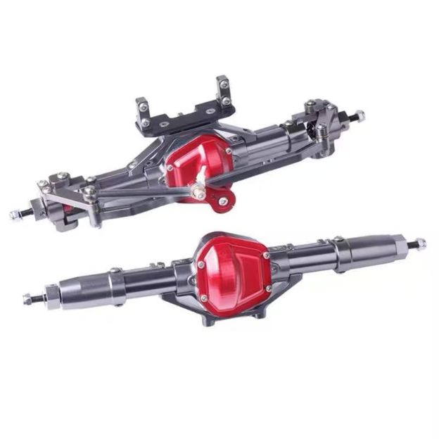 1/10 RC Crawler Aluminum Front & Rear Axle Set, Compatible with SCX10 90046 RC4WD D90 D110 CC01  Q01