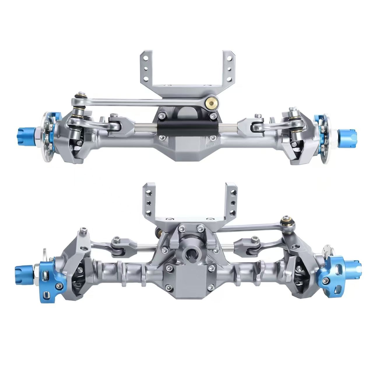 +9mm Aluminum Front & Rear Straight Axle Set with Hydraulic Links for 1/24 RC Crawler SCX24 90081 C10 JEEP  Q6