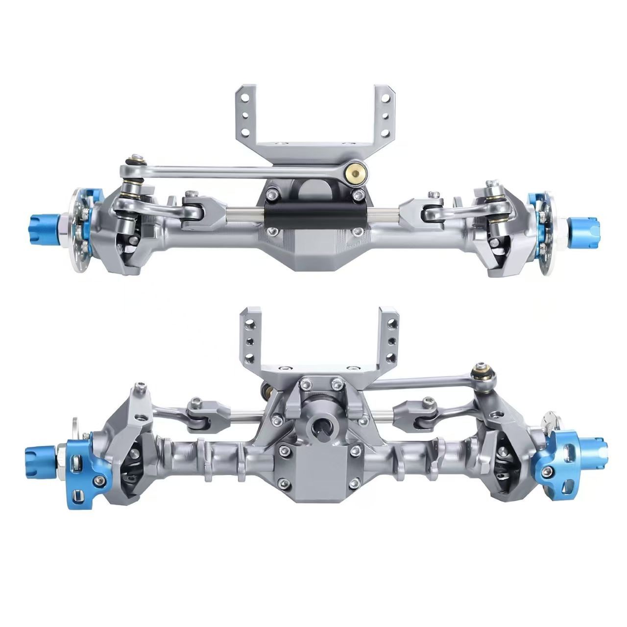 +9mm Aluminum Front & Rear Straight Axle Set with Hydraulic Links for 1/24 RC Crawler SCX24 90081 C10 JEEP  Q6
