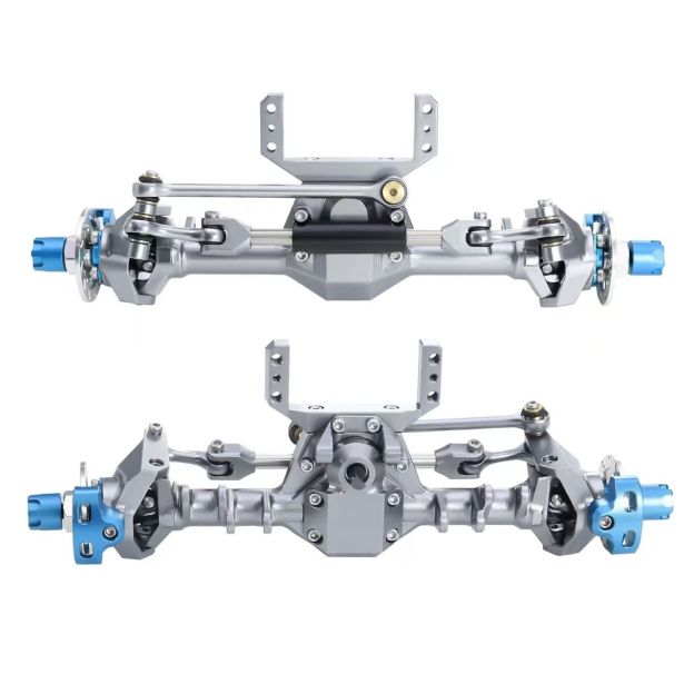 +9mm Aluminum Front & Rear Straight Axle Set with Hydraulic Links for 1/24 RC Crawler SCX24 90081 C10 JEEP  Q6