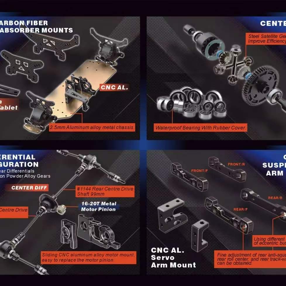 1/10 4WD Electric Rally/Off-Road RC Car Frame Kit - HNR H9804 (FOXHOUND)  DB16