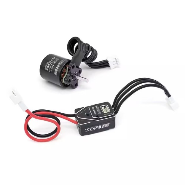 Rocket Gecko 1212 Pro Outrunner Brushless Motor + Mini24 Pro 25A FOC Sensorless ESC Combo | For 1/18 & 1/24 Mini RC Crawlers DJ010