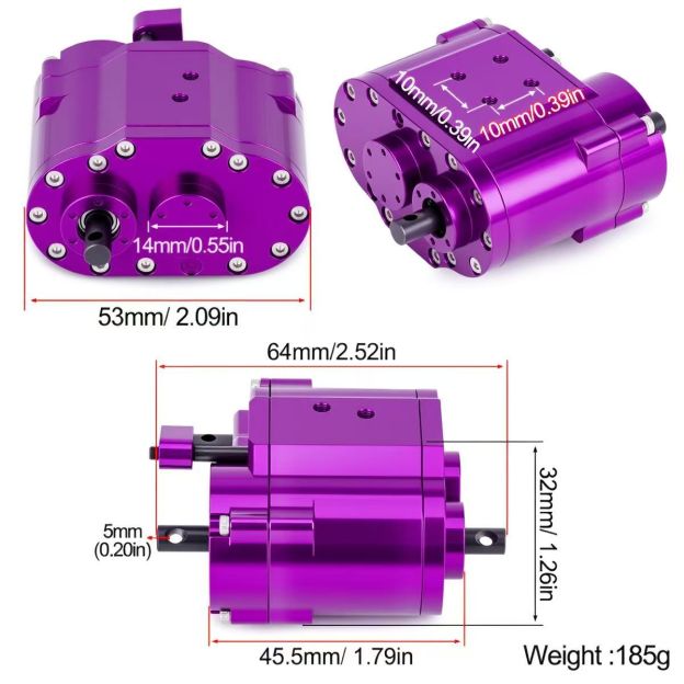 FIMONDA 2-Speed Transfer Case 46×53×32mm for 1/10 RC Crawler Axial SCX10 4WD Upgrade Part  BX3