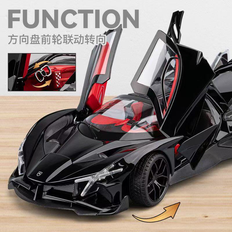 1:18 Apollo EVO Alloy Sports Car Model, Light & Sound, Pull Back Function, Shock Absorption, Multi-Open Doors Supercar Ornament Toy Car for Boys   ZM8