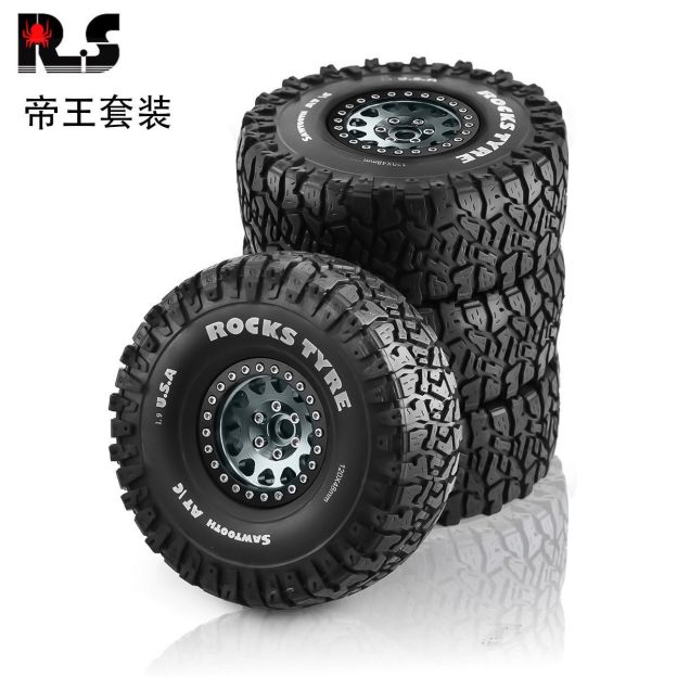RS Red Spider 1:10 RC Crawler 1.9" Tires with Metal Beadlock Wheels - "Emperor" Tire Set R122 for AXIAL, Traxxas TRX4, YK  LT1