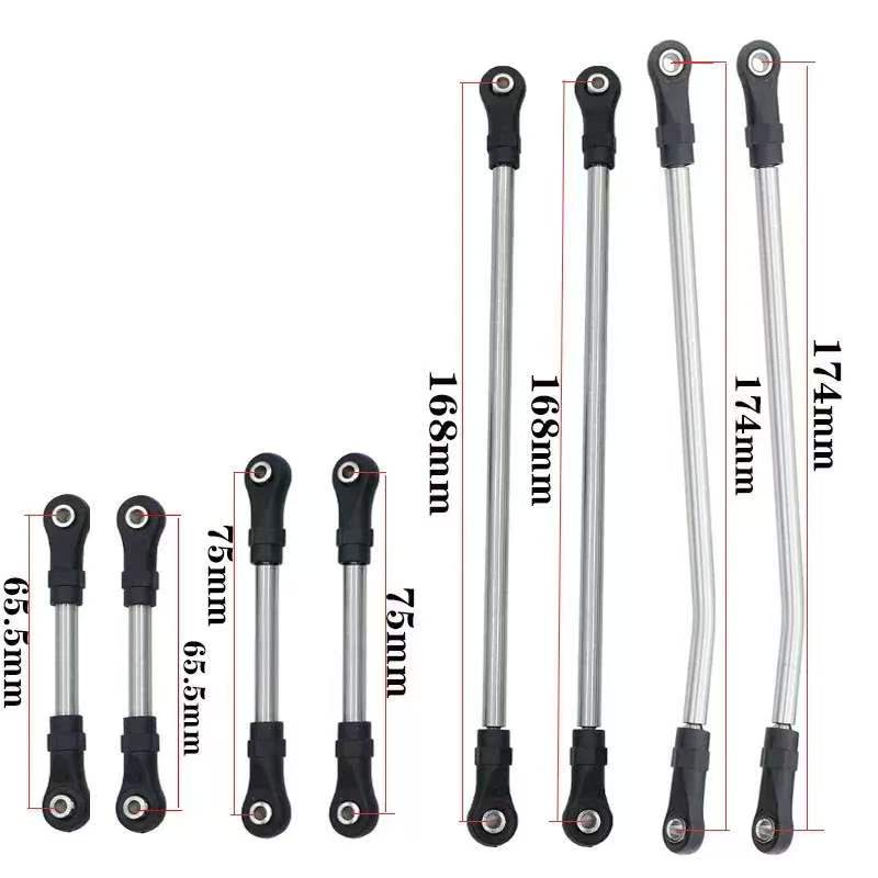Stainless Steel Linkage Rod Upgrade Kit for 1/10 RC Crawlers, Fits Axial SCX10 II/III, TRX4, Capra 1.9 UTB  LG07