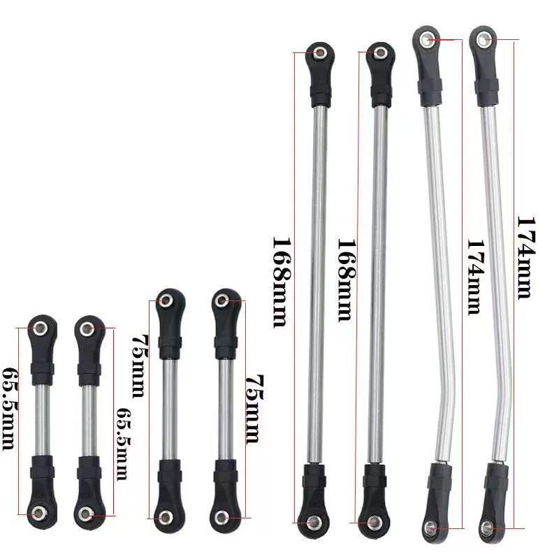 Stainless Steel Linkage Rod Upgrade Kit for 1/10 RC Crawlers, Fits Axial SCX10 II/III, TRX4, Capra 1.9 UTB  LG07