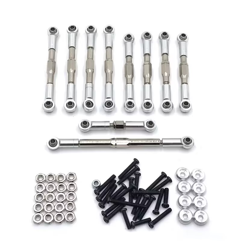 Full Adjustable Metal Linkage Kit for 1/16 RC Crawler, Upgrade Steering & Servo Tie Rods Compatible with WPL, Henglong, FY, JJRC RC Off-road Cars, Multiple Colors Avail LG9able