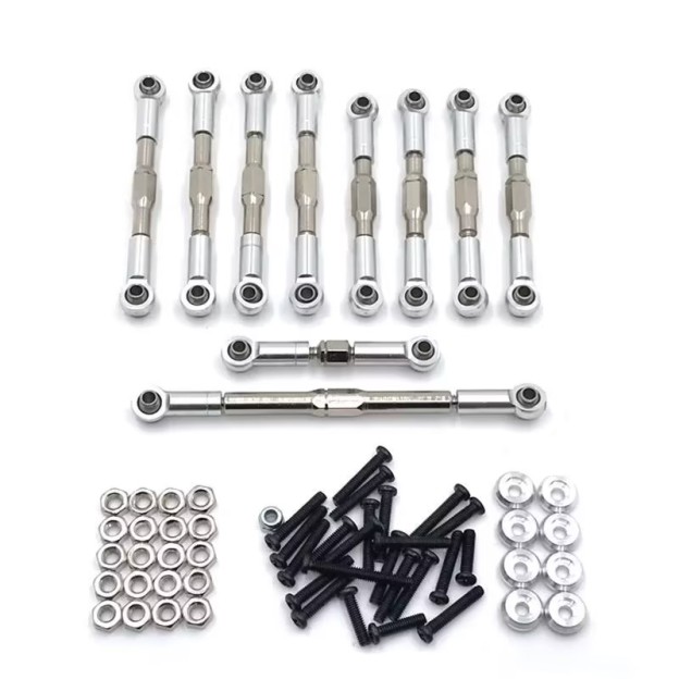 Full Adjustable Metal Linkage Kit for 1/16 RC Crawler, Upgrade Steering & Servo Tie Rods Compatible with WPL, Henglong, FY, JJRC RC Off-road Cars, Multiple Colors Avail LG9able
