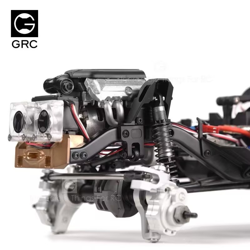 GRC F11-G2 Gen2 V8 Simulated Engine Dual Fan Cooling Radiator GAX0097A/B, 1/10 RC Crawler F11 Motor Engine Bay Decor & Heat Dissipation 2-in-1 Assembly XQJ-024