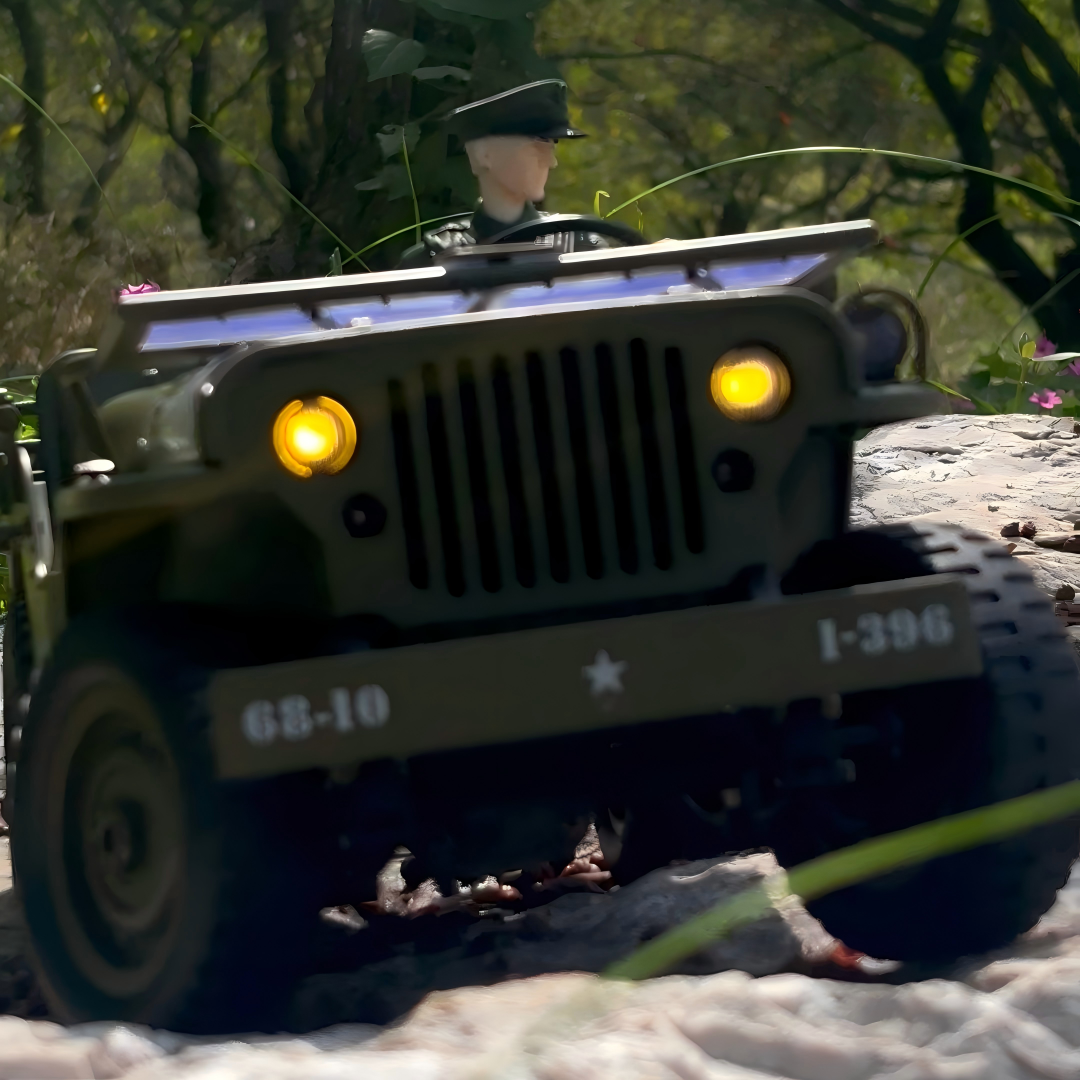 1:10 Willys Military Jeep RC Modified‑Model · Figure Motion‑Linked Version