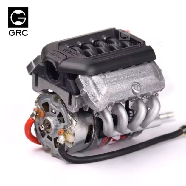 GRC F11-G2 Gen2 V8 Simulated Engine Dual Fan Cooling Radiator GAX0097A/B, 1/10 RC Crawler F11 Motor Engine Bay Decor & Heat Dissipation 2-in-1 Assembly XQJ-024