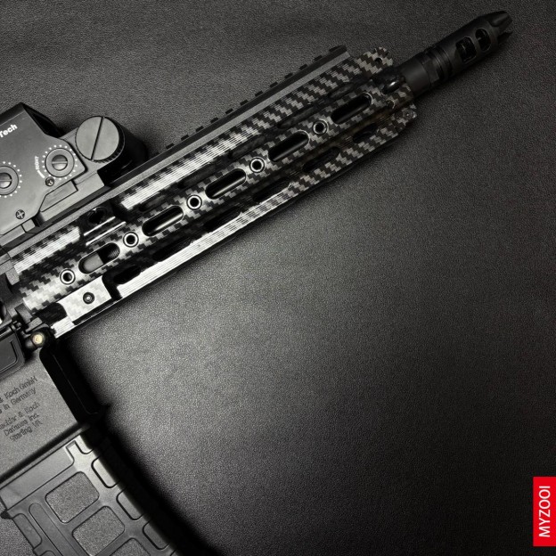 HK416D Safety Toy Gun, Carbon Fiber Pattern, Made of Nylon.