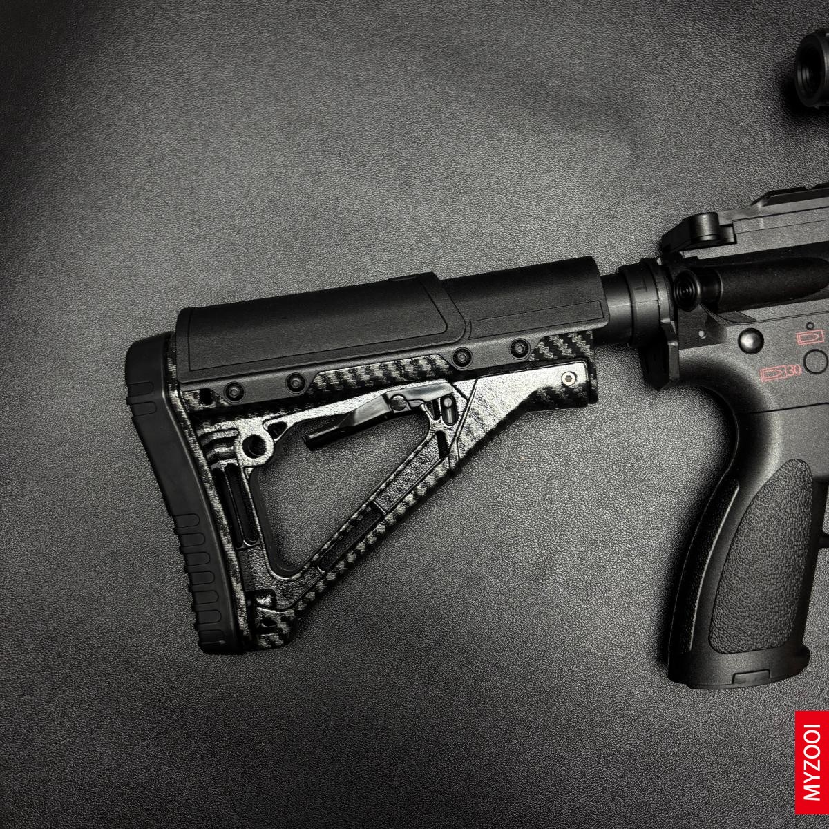 HK416D Safety Toy Gun, Carbon Fiber Pattern, Made of Nylon.