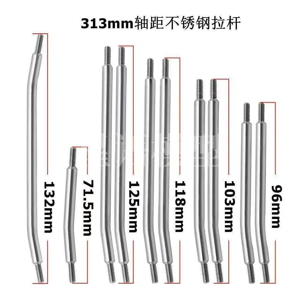 Stainless Steel Link Rod Set for SCX10 I/II 313/324mm Wheelbase, 10pcs RC Crawler Upgrade Parts  LG02