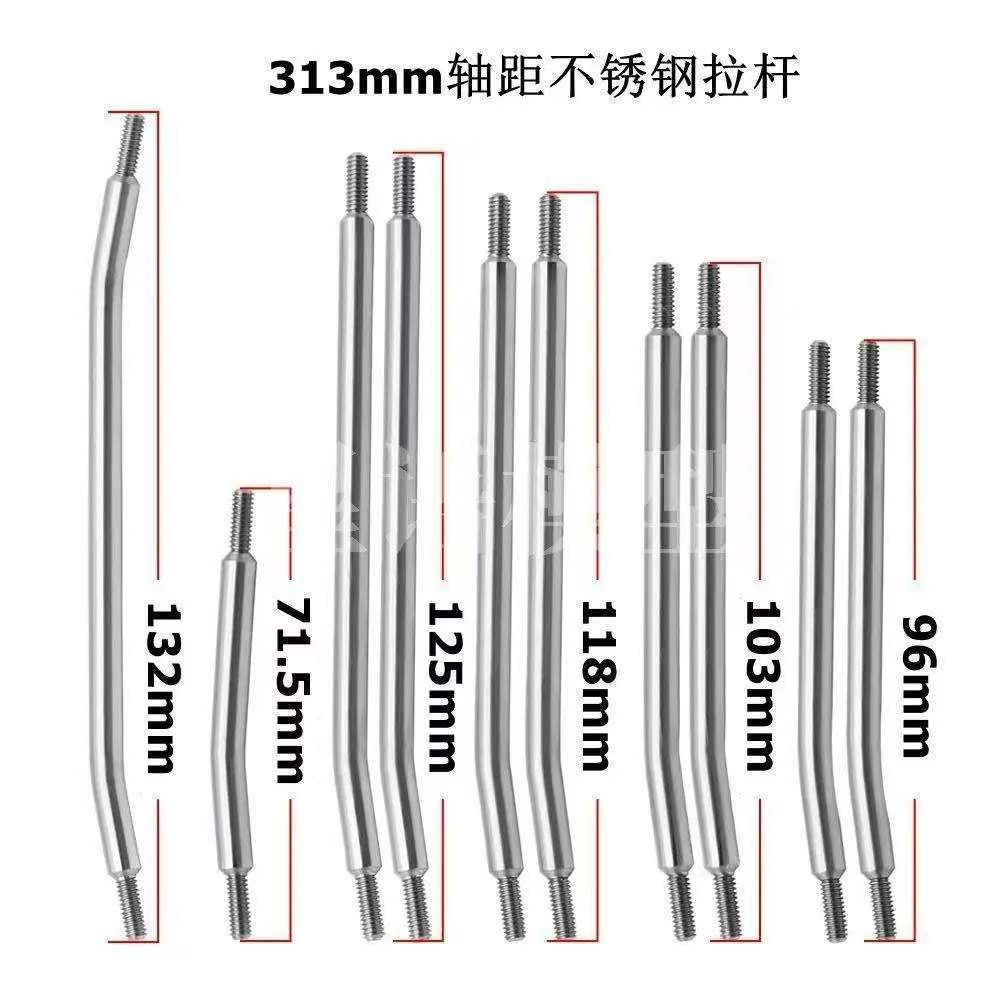 Stainless Steel Link Rod Set for SCX10 I/II 313/324mm Wheelbase, 10pcs RC Crawler Upgrade Parts  LG02