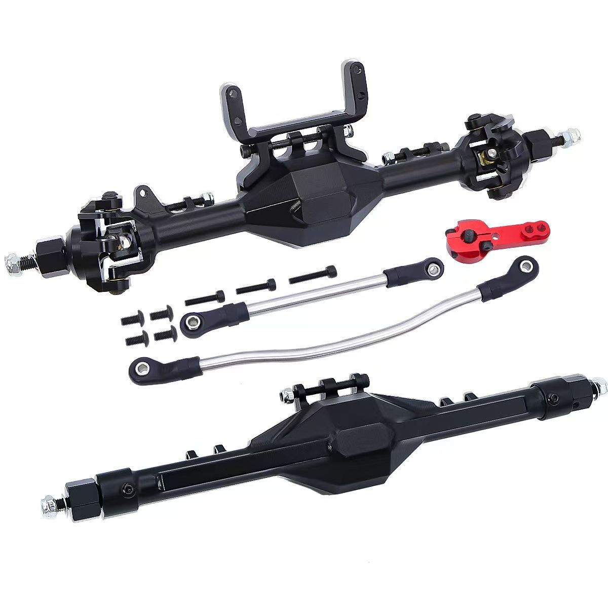 CNC Aluminum Front & Rear Straight Axle Set for 1/10 Axial SCX10 II 90046 90047 RC Crawler  Q03