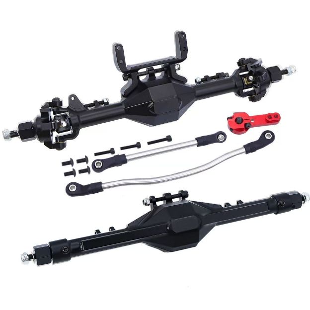 CNC Aluminum Front & Rear Straight Axle Set for 1/10 Axial SCX10 II 90046 90047 RC Crawler  Q03
