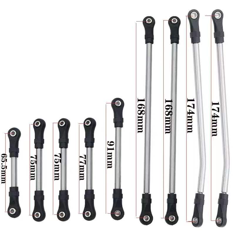 Stainless Steel Linkage Rod Upgrade Kit for 1/10 RC Crawlers, Fits Axial SCX10 II/III, TRX4, Capra 1.9 UTB  LG07